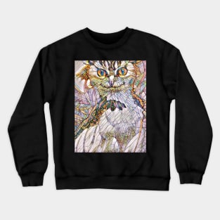 A Cat and An Owl Mosaic Mash-Up Crewneck Sweatshirt